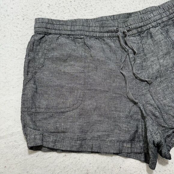 Soho Street NY&C Women's Large Linen Blend 3" Inseam Drawstring Shorts Gray - Picture 2 of 11